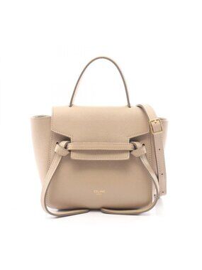 Celine Handbag Pico Belt Bag 2-Way Beige Leather